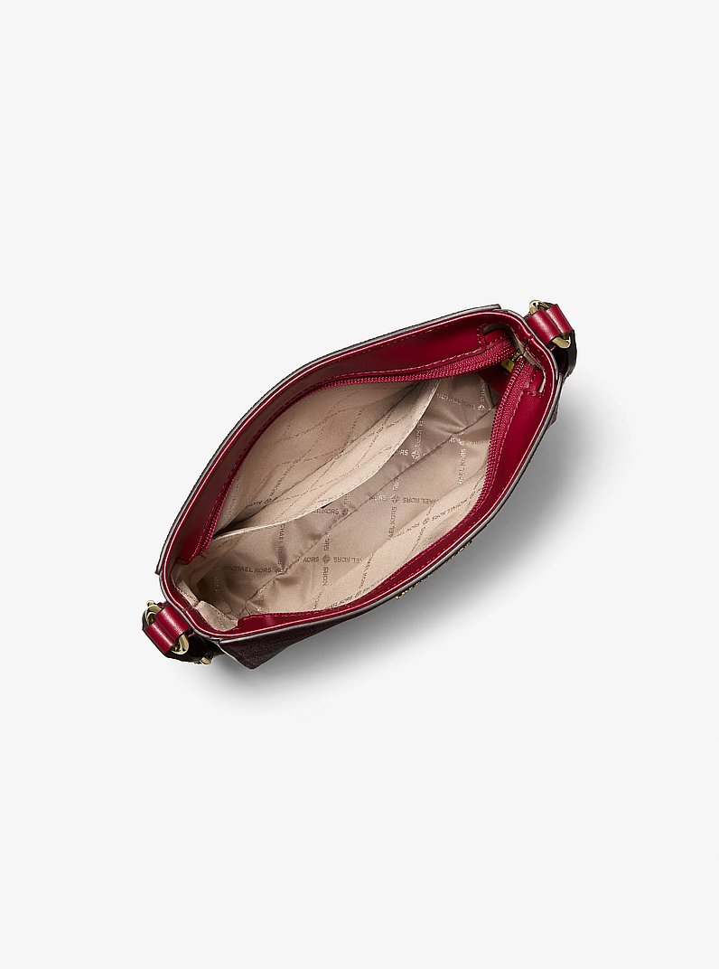 Jet Set Small Signature Logo Stripe Crossbody Bag in CHERRY | Michael Kors