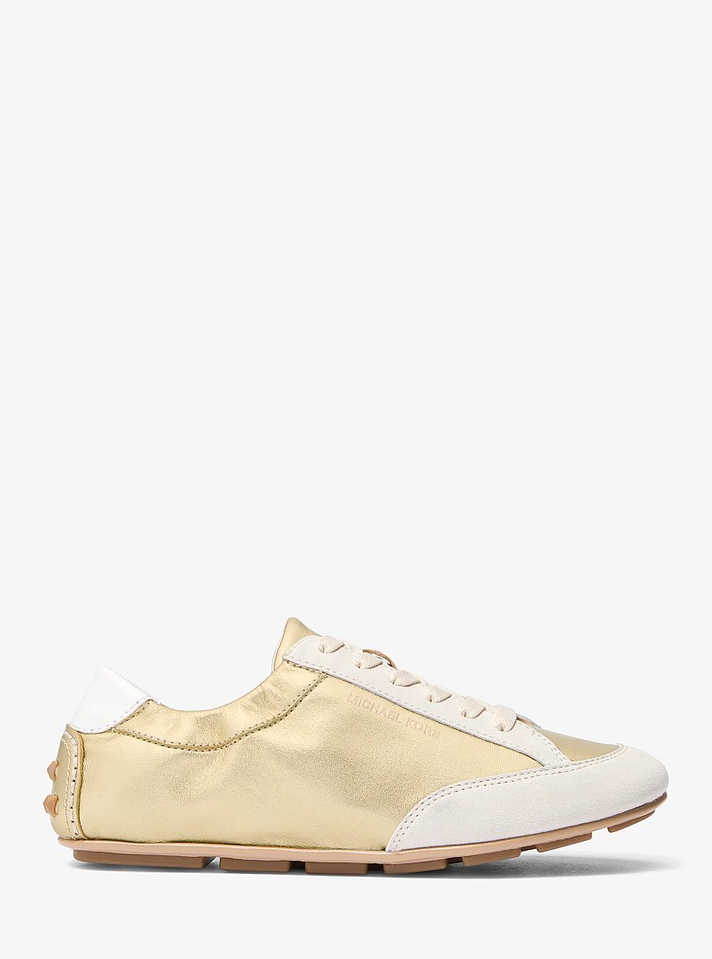 Susie Metallic Leather and Suede Trainer in PALE GOLD | Michael Kors