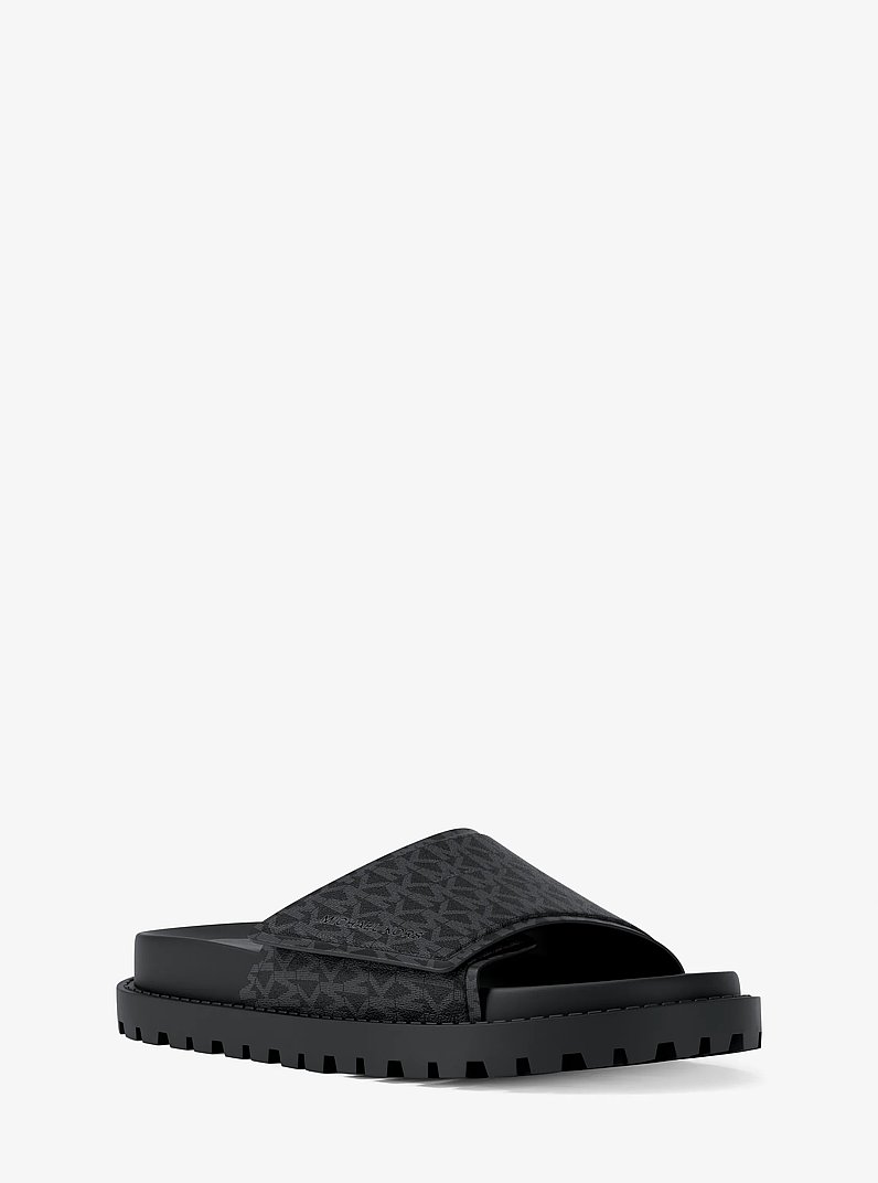 Luka Signature Logo Slide Sandal in BLACK | Michael Kors