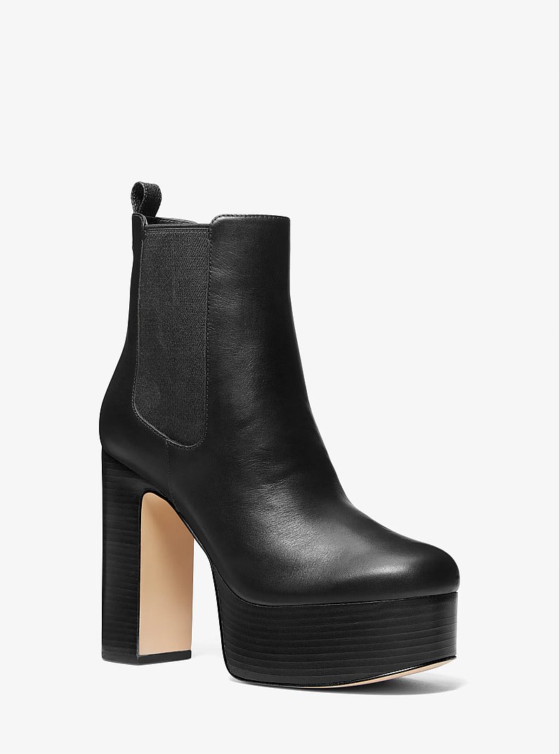 Natasha Leather Platform Boot in BLACK | Michael Kors