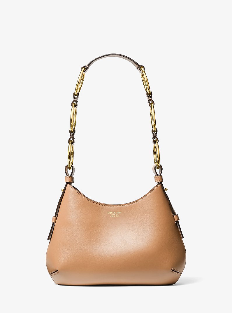 Bardot Mini Leather Hobo Shoulder Bag in SUNTAN | Michael Kors