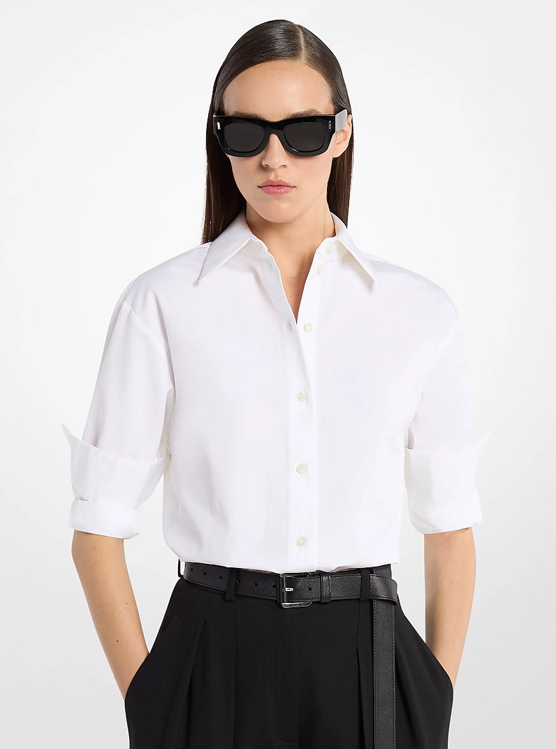 Camisa Katia de popelina de algod&oacute;n in BLANCO INTENSO | Michael Kors