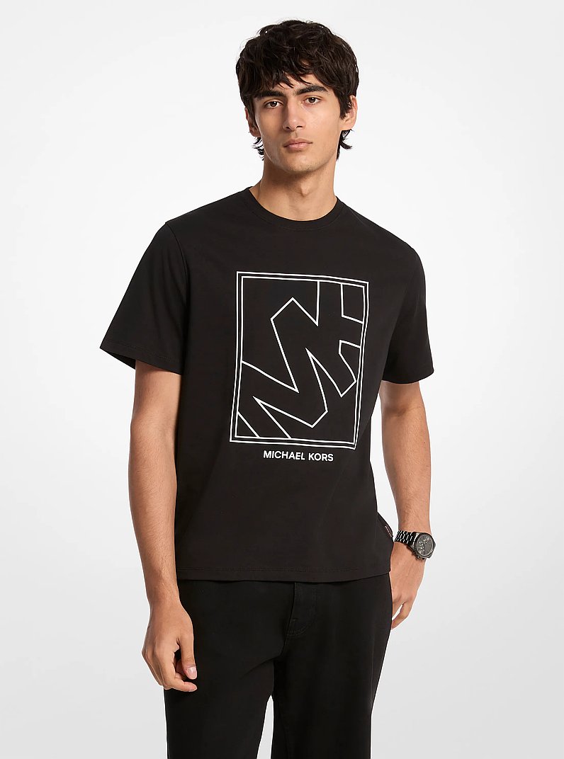 Graphic Logo Cotton T-Shirt in BLACK | Michael Kors