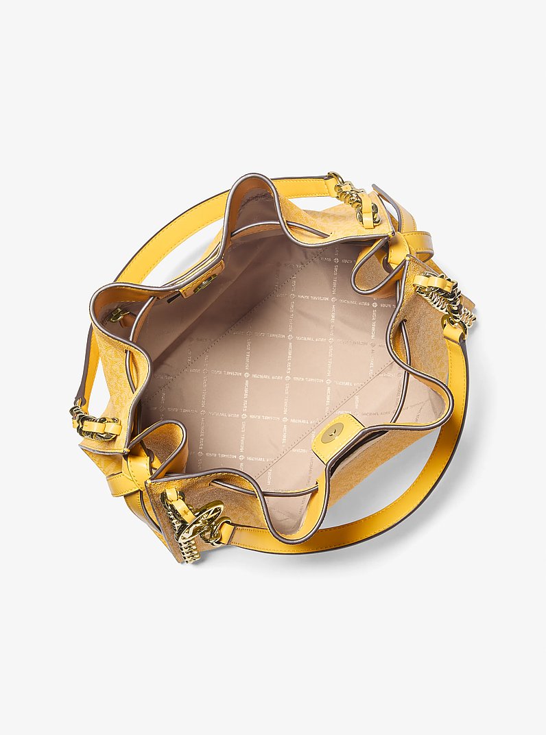 Mina Large Signature Logo Chain Shoulder Bag in DAISY YELLOW