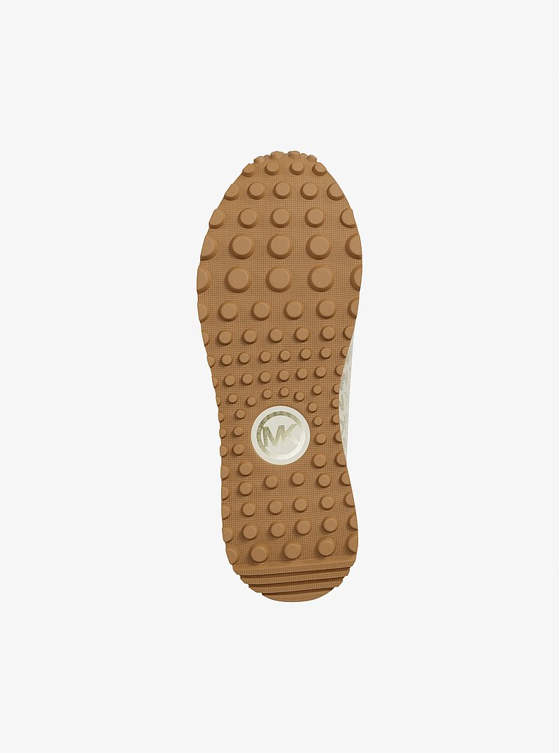Bodie Metallic Logo Knit Slip-On Sneaker in CREAM | Michael Kors