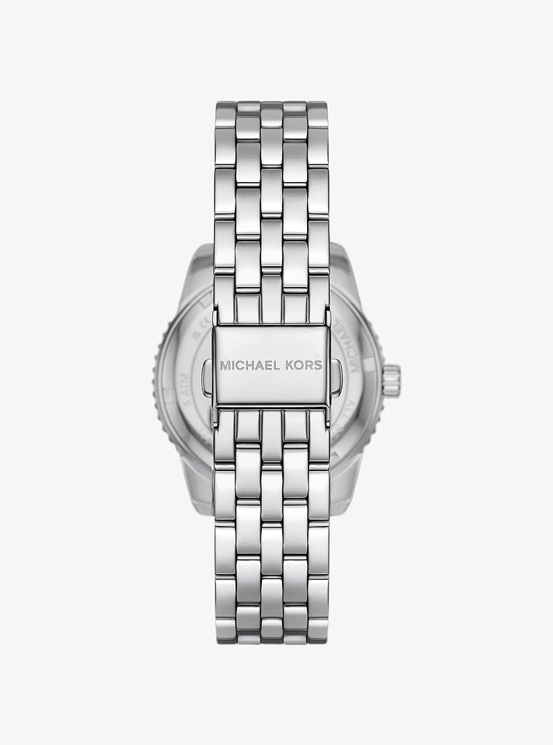 Mini Bryant Pav&eacute; Logo Silver-Tone Watch in SILVER | Michael Kors