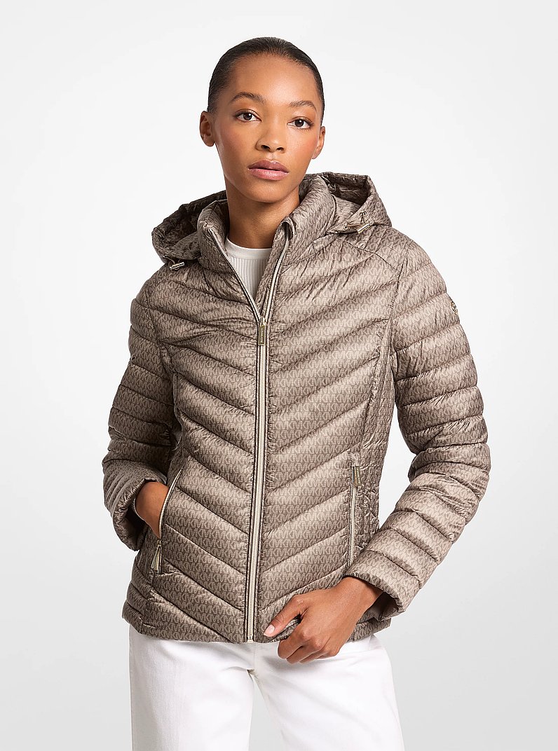 Chevron Quilted Jacket in MUSHROOM LOGO | Michael Kors