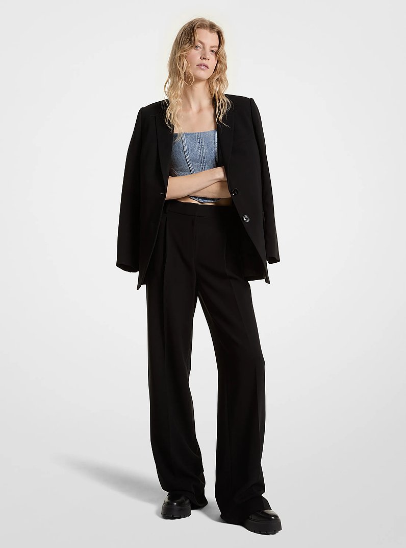 Crepe Wide-Leg Pants in BLACK | Michael Kors