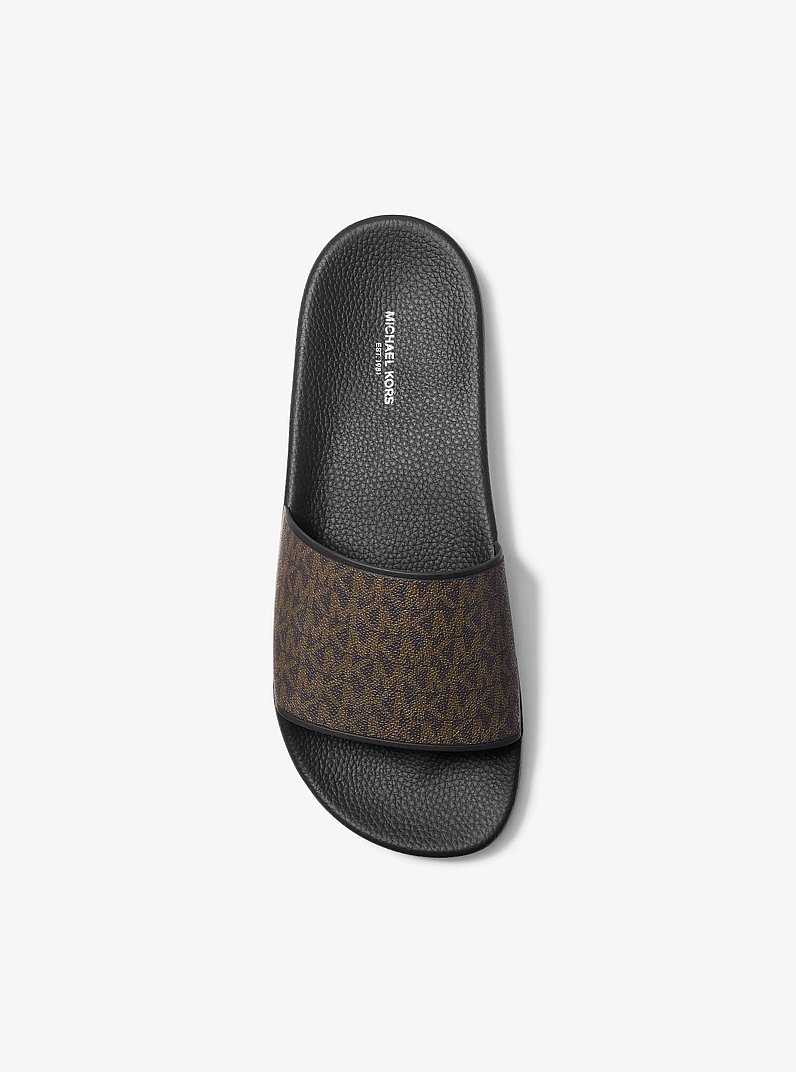 Dawson Signature Logo Slide Sandal in BROWN/BLK | Michael Kors