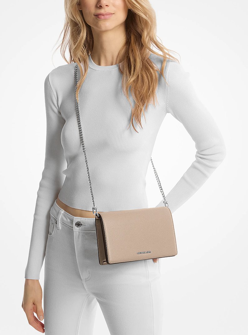 Jet Set Medium Pebbled Leather Crossbody Bag in LIGHT SAND | Michael Kors