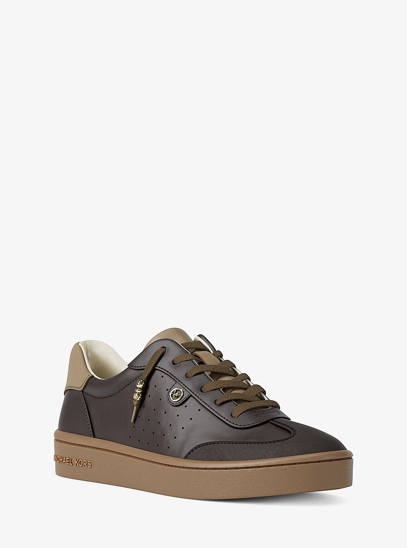 Scotty Embellished Leather Sneaker in CHOCOLATE | Michael Kors