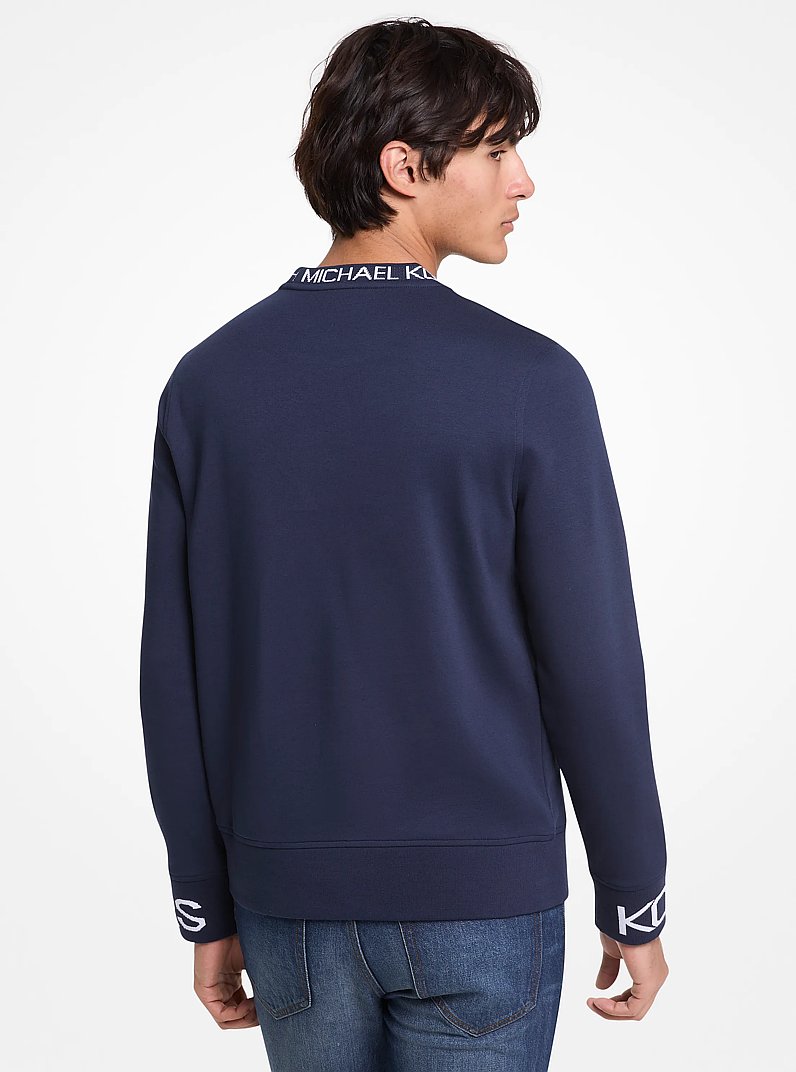 Logo Trim Cotton Blend Sweatshirt in MIDNIGHT | Michael Kors