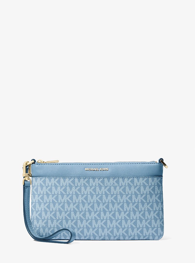 Jet Set Large Signature Logo Convertible Zip Wristlet in CHAMBRAY | Michael Kors