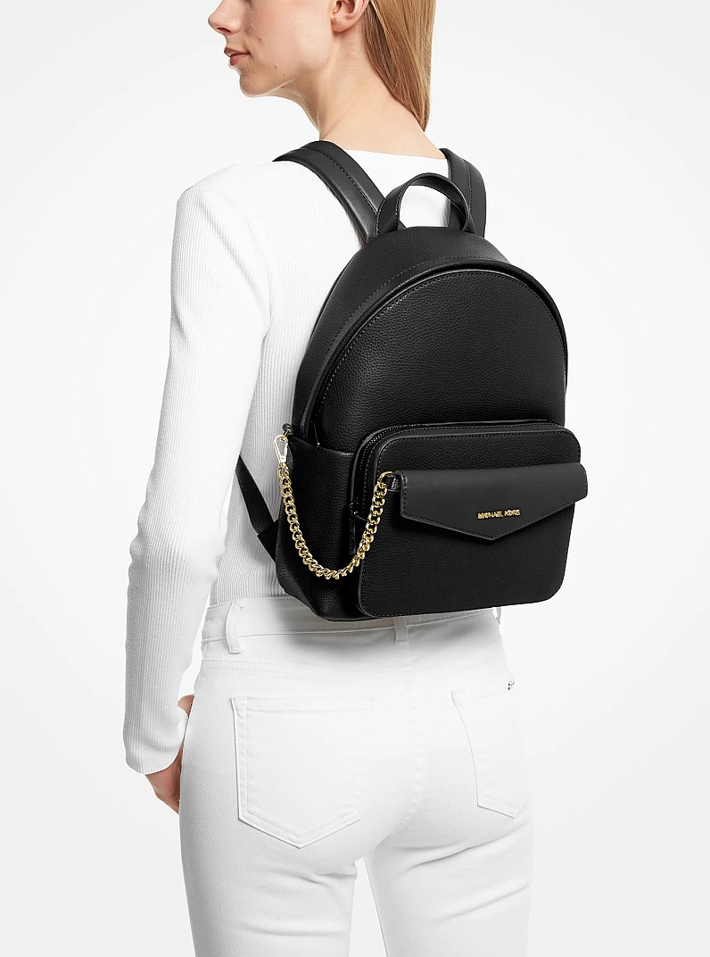 Mochila Maisie mediana 2 en 1 de cuero de grano in NEGRO | Michael Kors