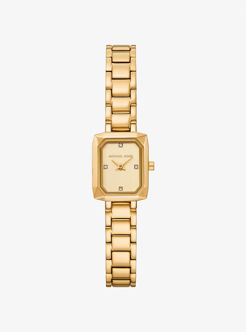 Micro Alane Pav&eacute; Gold-Tone Watch in GOLD | Michael Kors