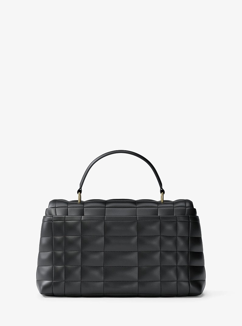 Tribeca Medium Quilted Leather Satchel in BLACK | Michael Kors