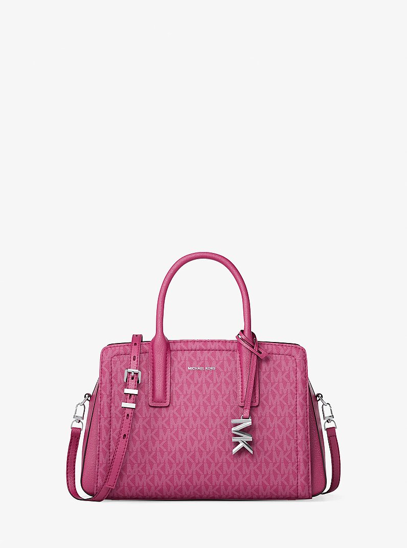 Laila Small Signature Logo Satchel in RASPBERRY | Michael Kors