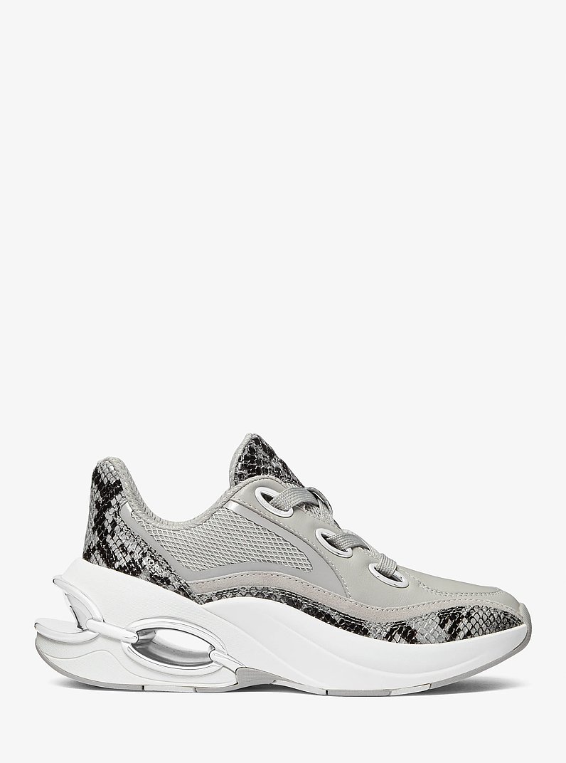 Toni Mixed-Media Trainer in QUARRY GREY | Michael Kors