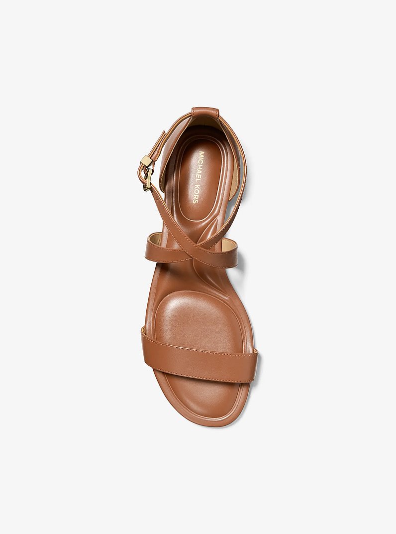 Alexa Flex Leather Sandal in LUGGAGE | Michael Kors