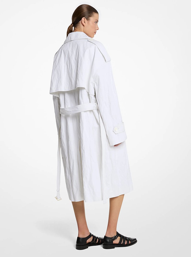 Abrigo de gabardina de algod&oacute;n arrugado in BLANCO INTENSO | Michael Kors