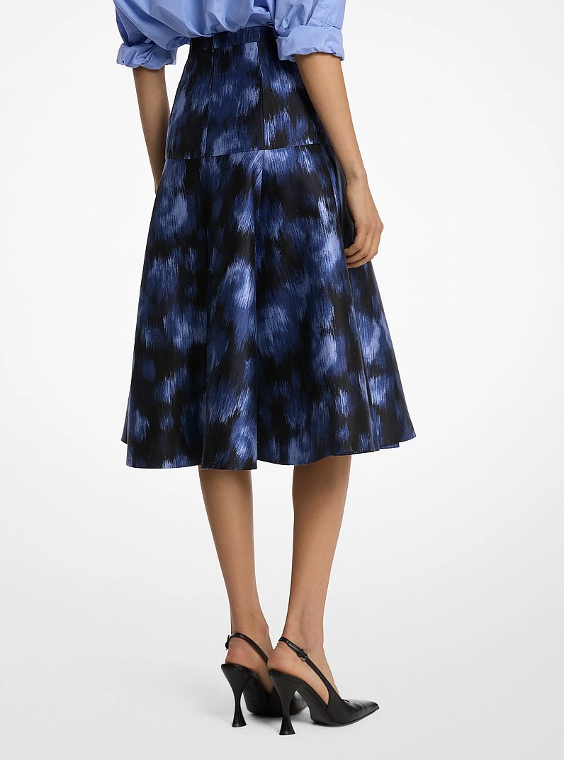 Jupe de danse &agrave; taille basse en shantung de soie chin&eacute;e florale et de laine