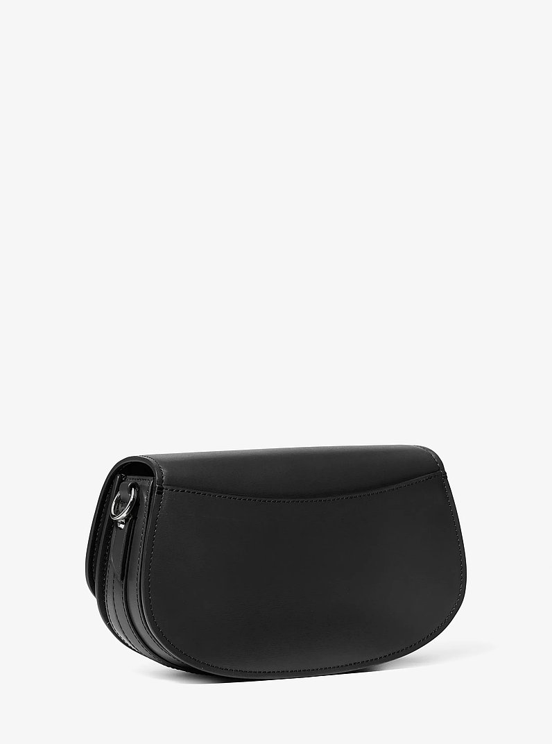 Mila Medium Leather Messenger Bag in BLACK | Michael Kors
