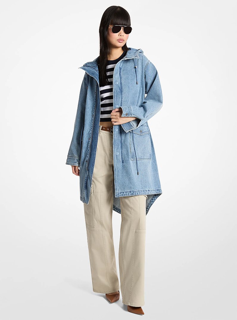 Hooded Denim Parka in HORIZONWASH | Michael Kors