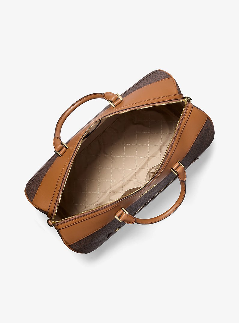 Jet Set Travel Extra-Large Signature Logo Duffel Bag in BROWN | Michael Kors