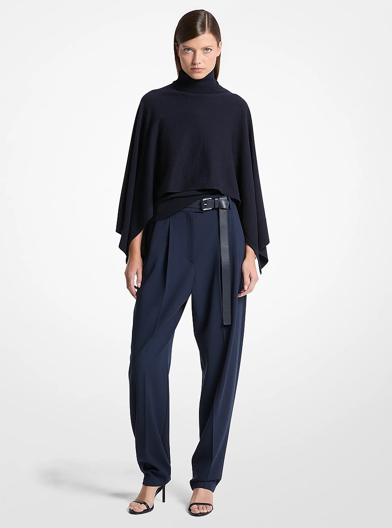 Haut caftan drap&eacute; en cachemire &agrave; col roul&eacute;