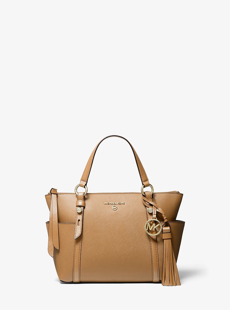 Sullivan Small Saffiano Leather Top-Zip Tote Bag in CAMEL | Michael Kors
