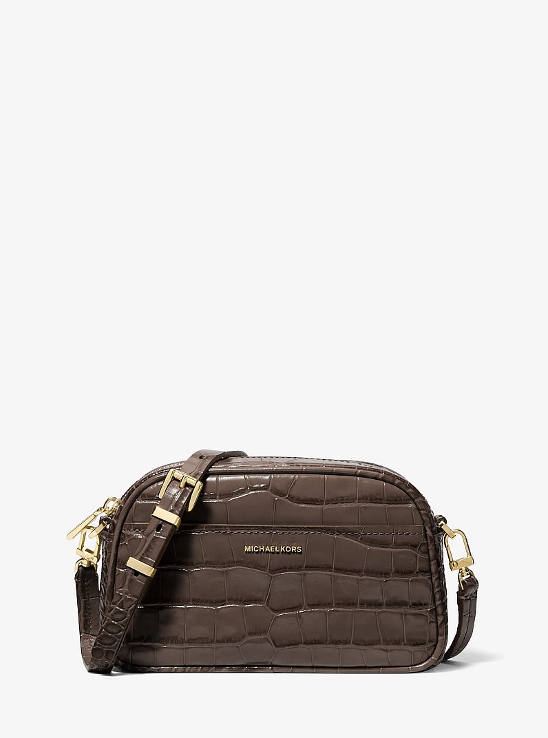Petit sac &agrave; bandouli&egrave;re Jet Set en cuir effet crocodile en relief in CHOCOLAT | Michael Kors