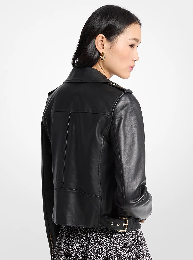 Giacca da moto in pelle in NERO | Michael Kors