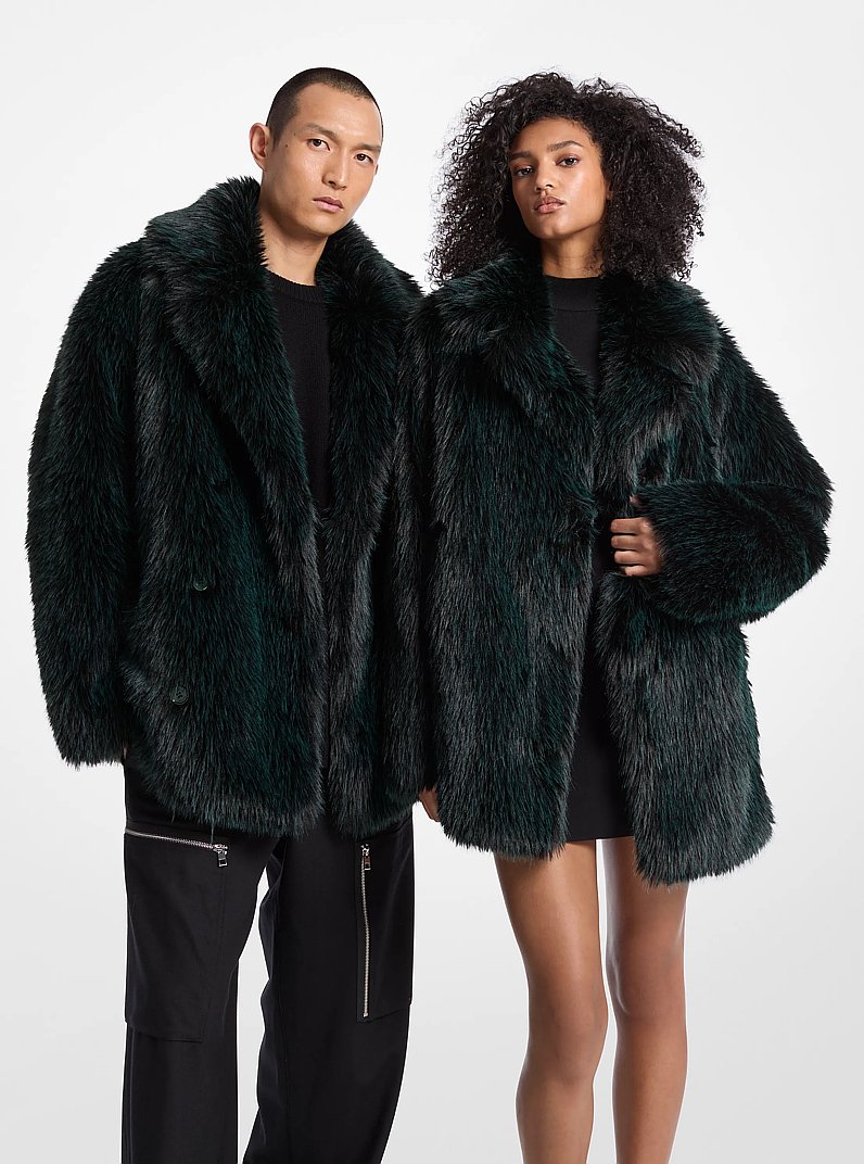 Faux Fur Peacoat in DARK EMERALD | Michael Kors