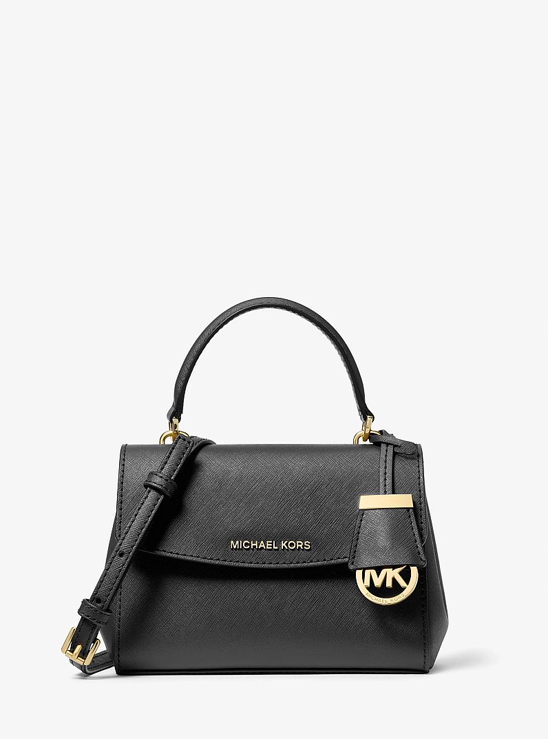 Ava Extra-Small Saffiano Leather Crossbody in BLACK | Michael Kors