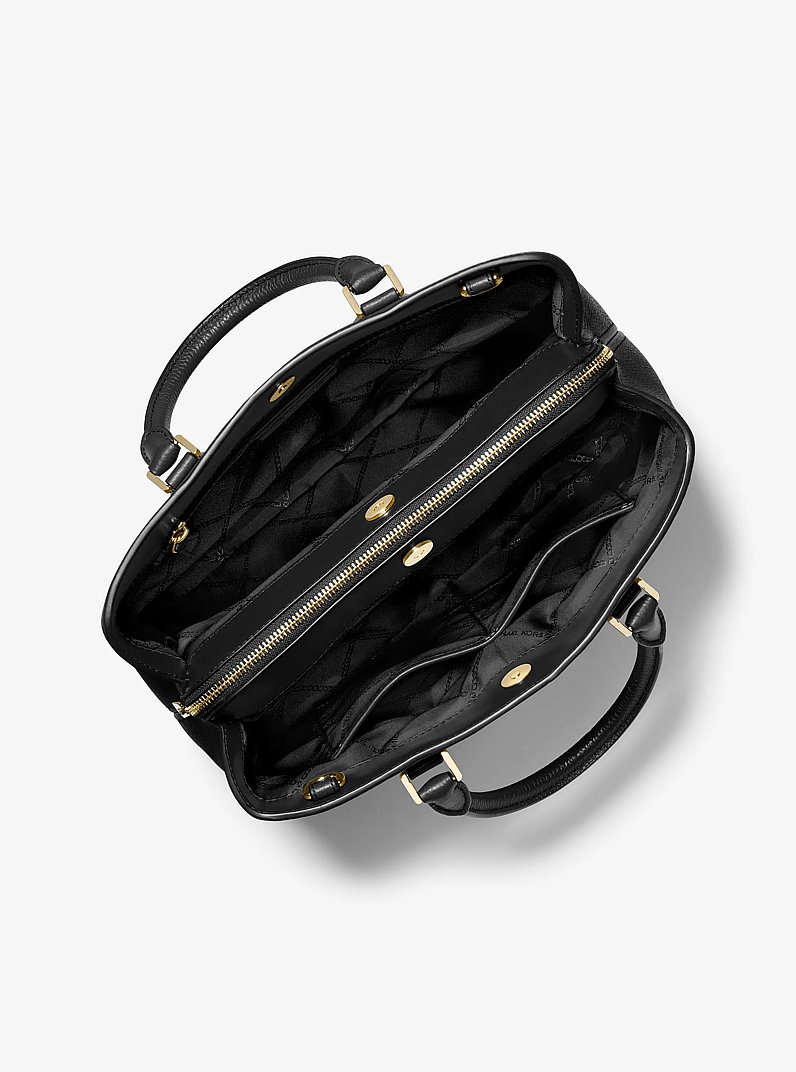 Camille Large Pebbled Leather Satchel in BLACK | Michael Kors