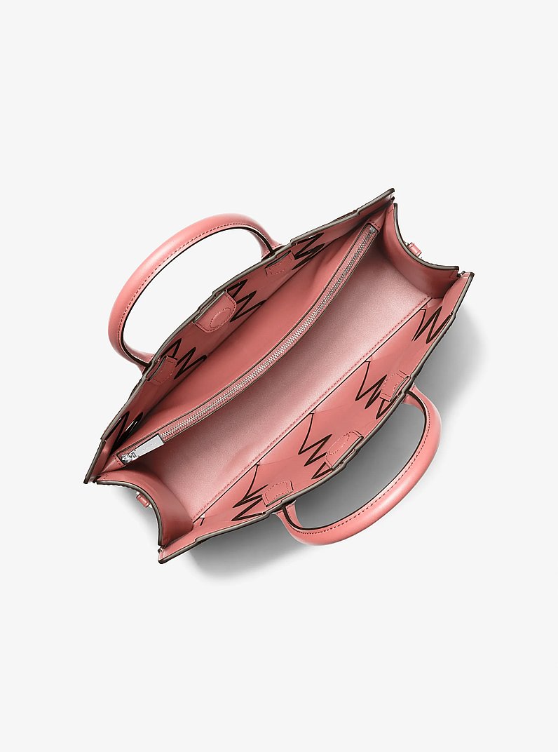 Scarlett Medium Woven Leather Satchel in ROSE | Michael Kors