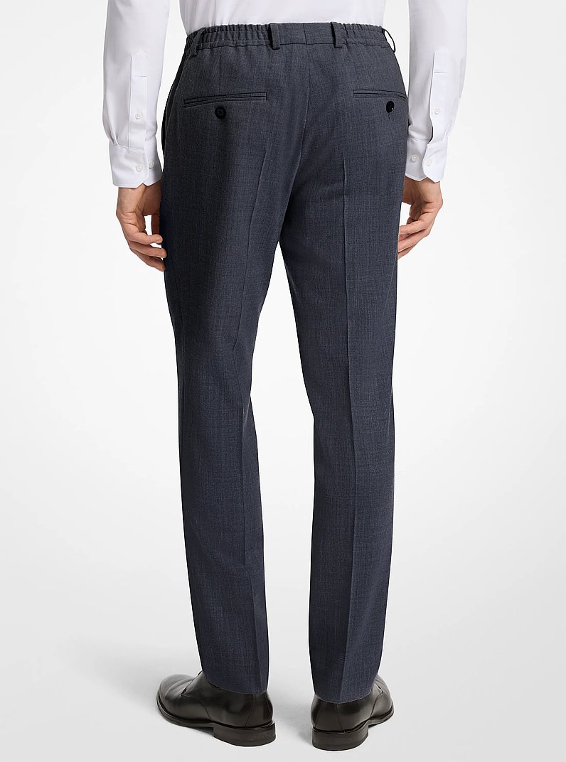 Pantal&oacute;n slim-fit de franela de lana el&aacute;stica in AZUL CIAN OSCURO | Michael Kors