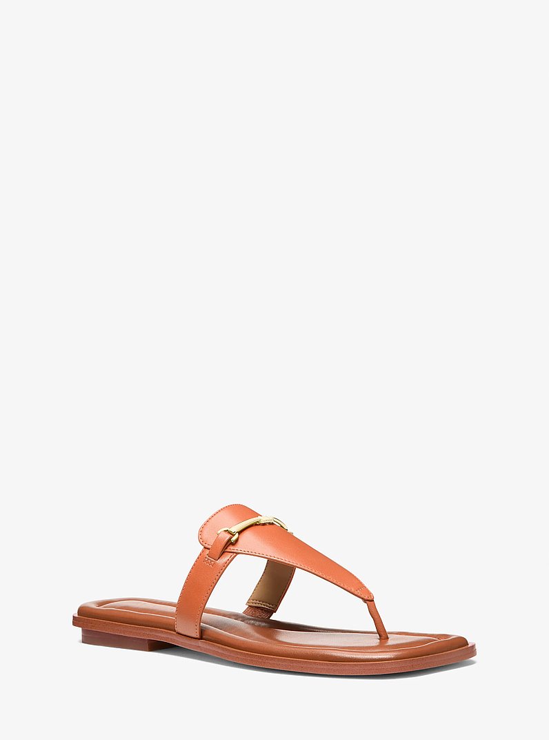 Lena Leather T-Strap Sandal in ORANGE PUNCH | Michael Kors