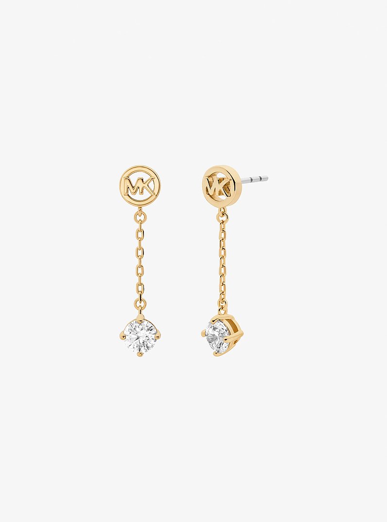 Aretes de gota de circonia c&uacute;bica con logotipo in DORADO | Michael Kors