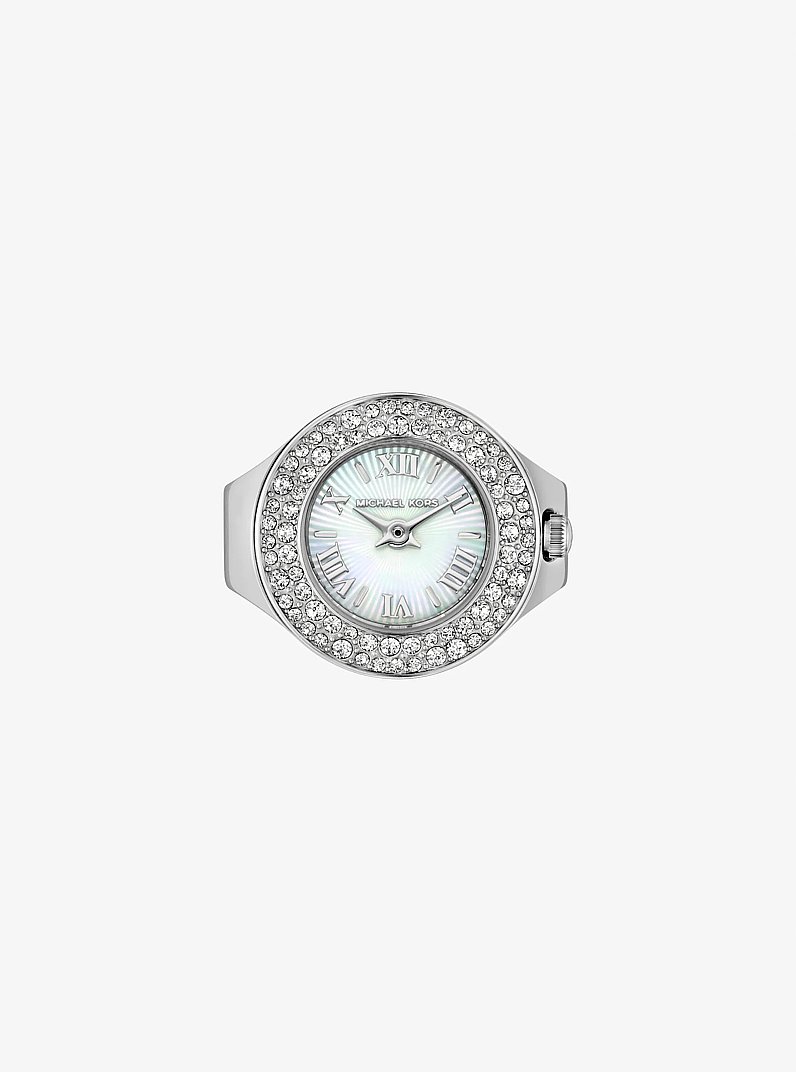 Reloj anillo Liliane en tono plateado con pav&eacute; in PLATEADO | Michael Kors