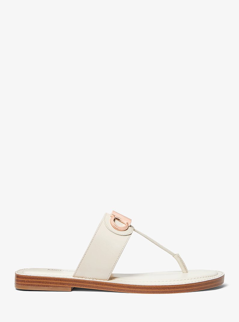 Sandale Parker en cuir avec bride en&nbsp;T in CR&Egrave;ME CLAIRE | Michael Kors