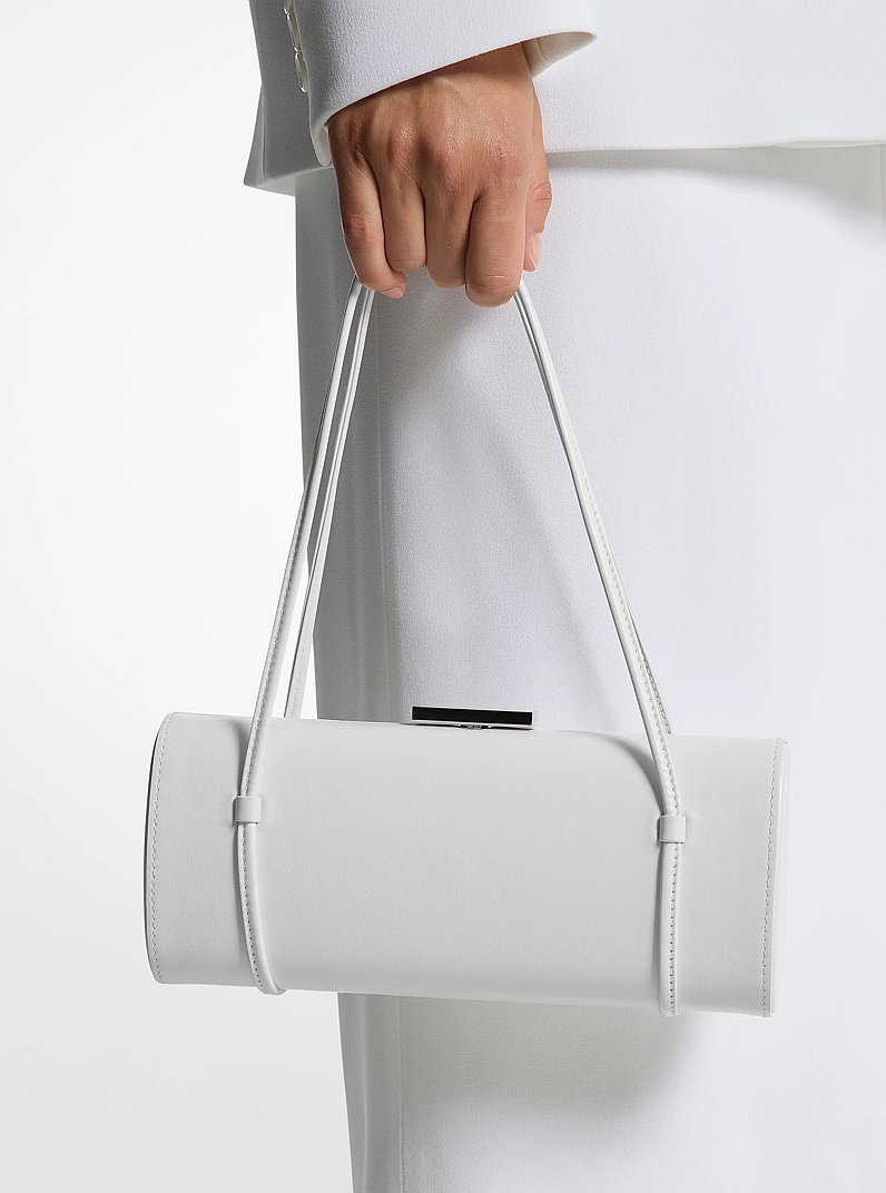 Natalie Leather Barrel Bag in OPTIC WHITE | Michael Kors