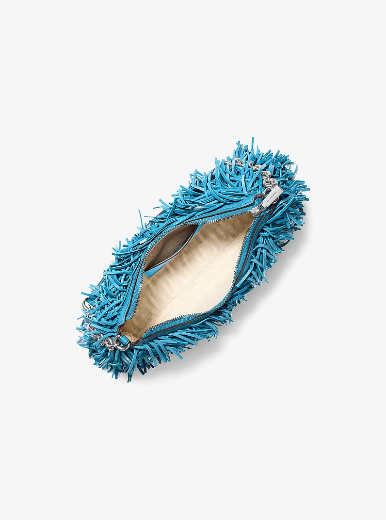 Nolita Medium Fringed Leather Pochette in MILOS BLUE | Michael Kors