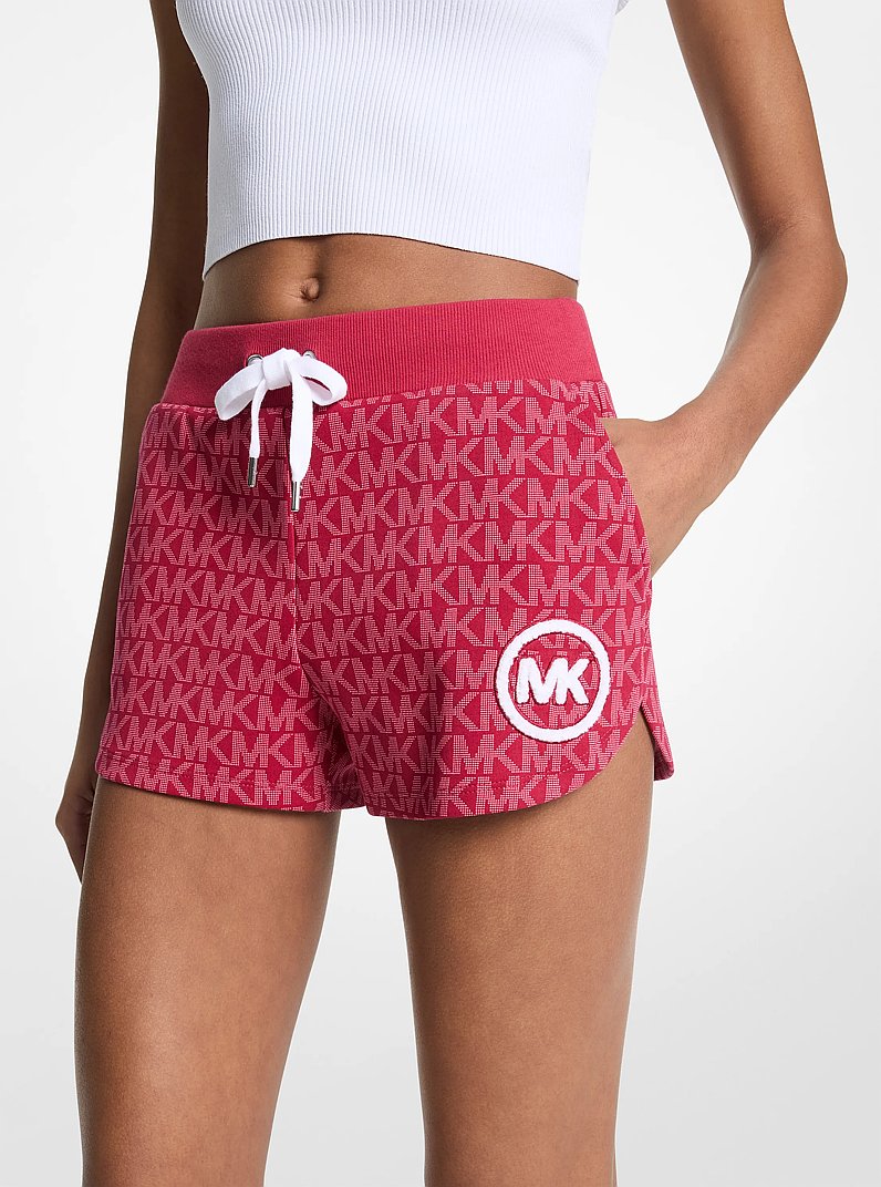 Logo Print Cotton Blend Shorts in DARKRASPBERRY | Michael Kors