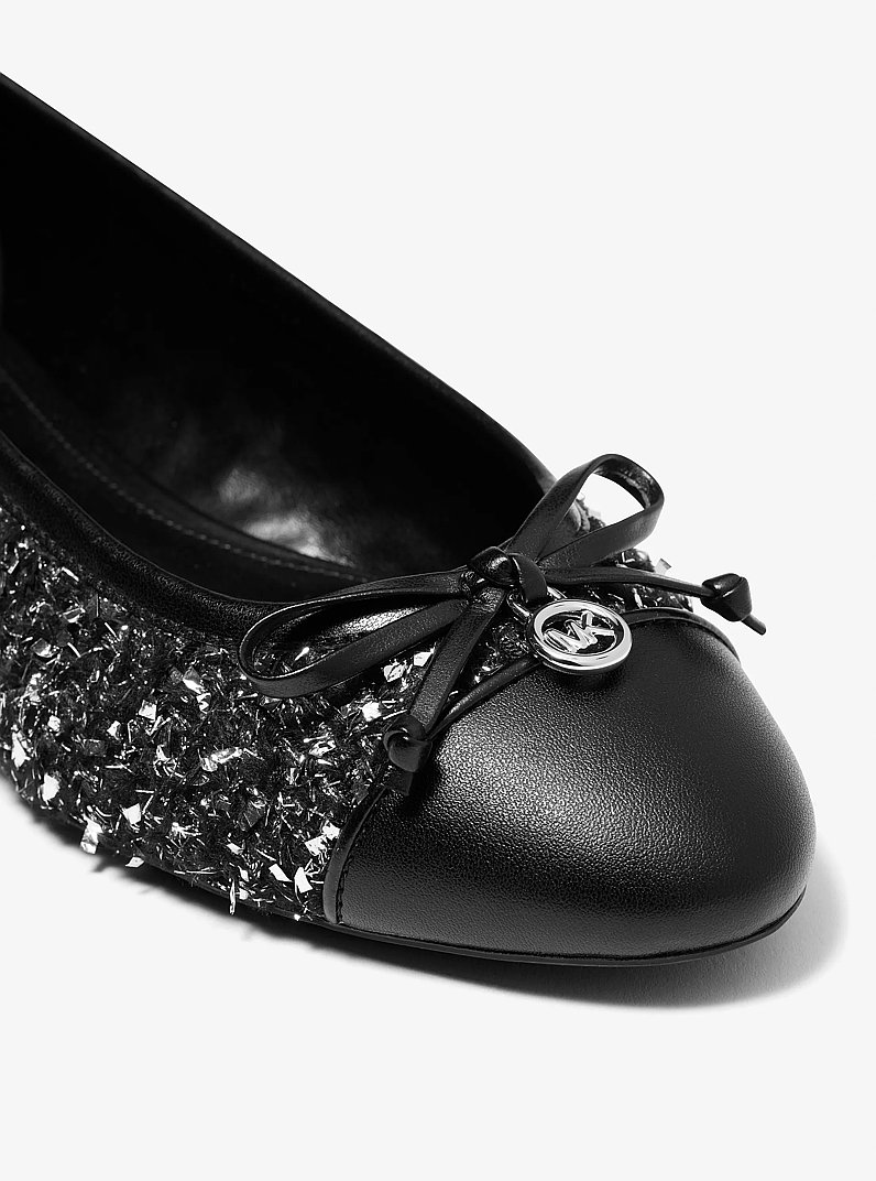 Ballerina Piper Flex in tweed metallizzato in NERO | Michael Kors