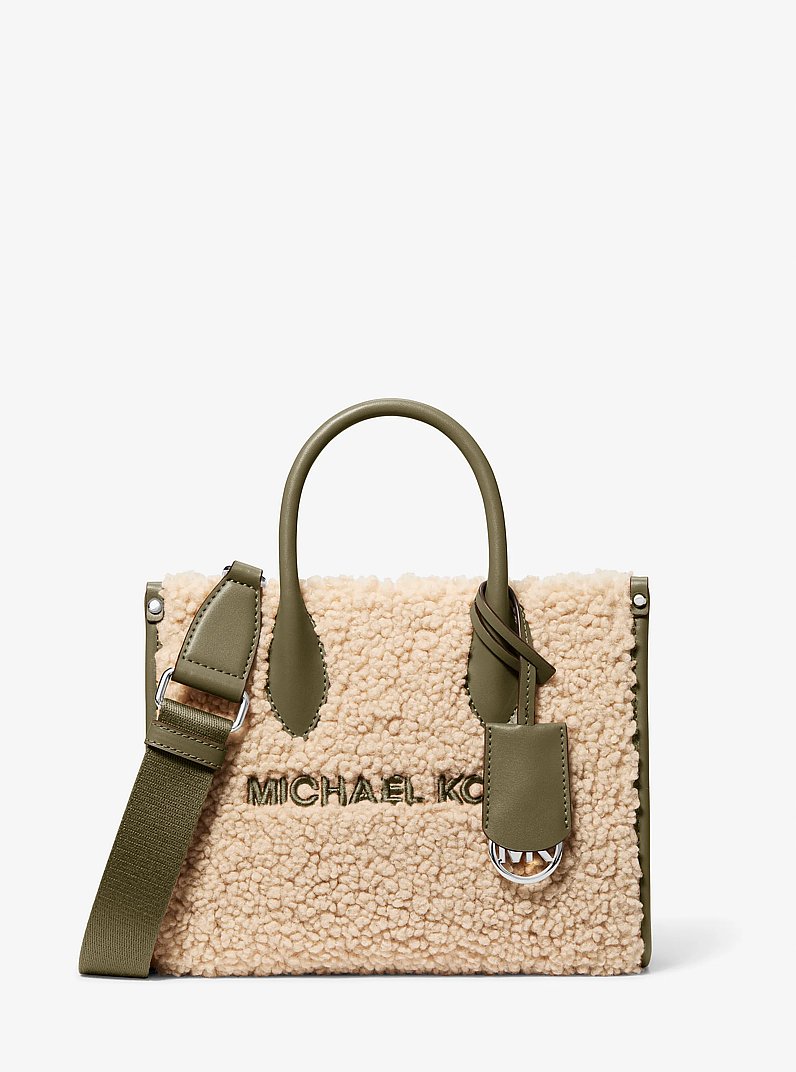 Mirella Small Faux Shearling Crossbody Bag in OLIVE - Sale