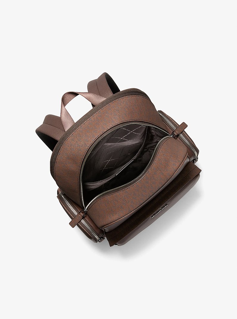 Cooper Leather and Signature Logo Backpack in NUTMEG | Michael Kors