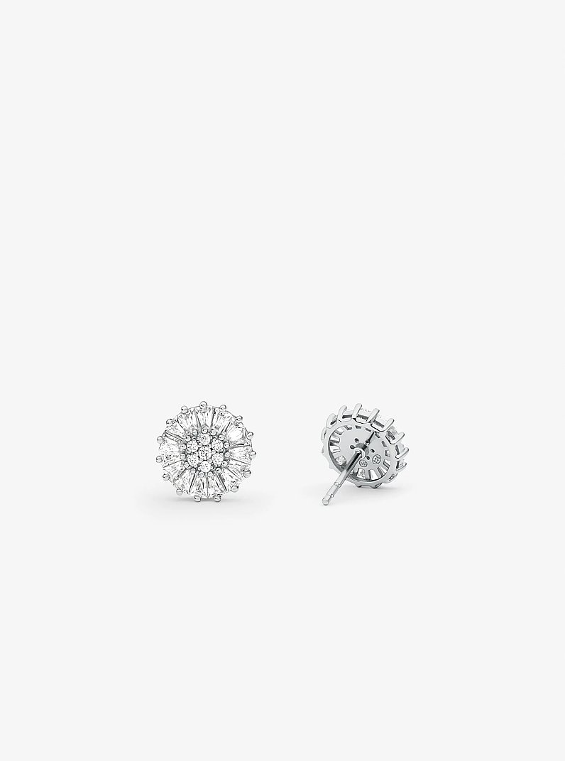 Precious Metal-Plated Sterling Silver Pav&eacute; Stud Earrings in SILVER | Michael Kors