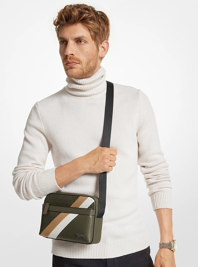 Cooper Logo and Striped Crossbody Bag