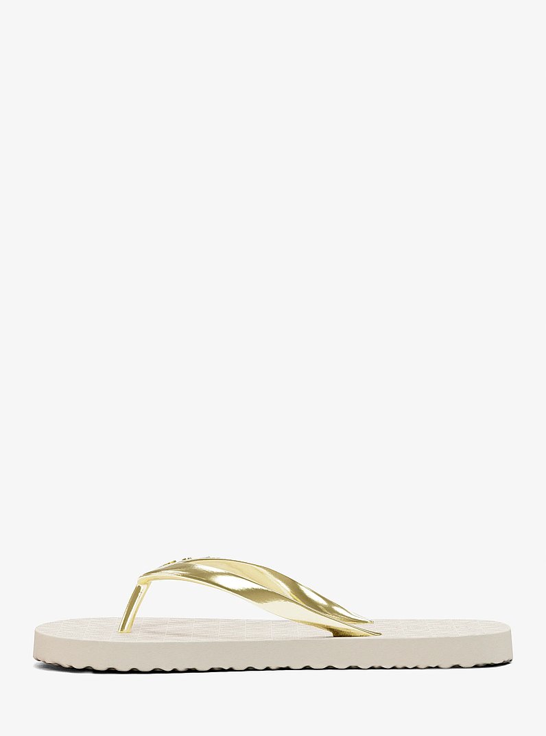 Signature Logo Flip Flops in VANILLA | Michael Kors